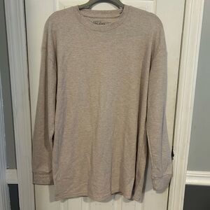Galaxy By Harvic Beige Long Sleeve Waffle Knit Shirt
